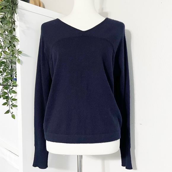 Vince V-Neck 100% Cashmere Navy Blue Sweater - Picture 1 of 12